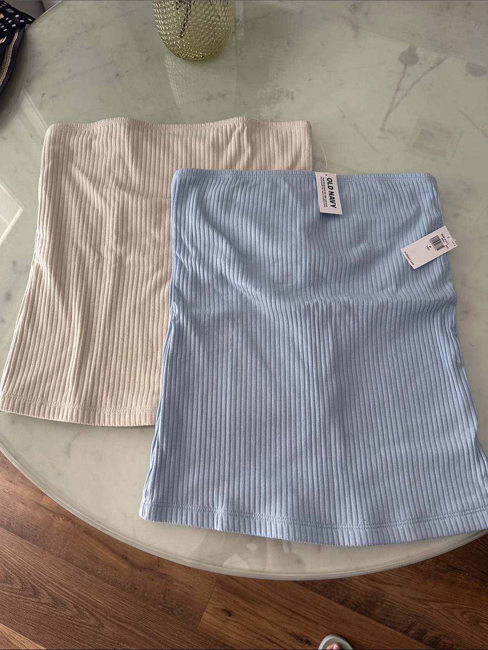 Old Navy Ribbed Tube Tops - Light Blue & Cream Duo